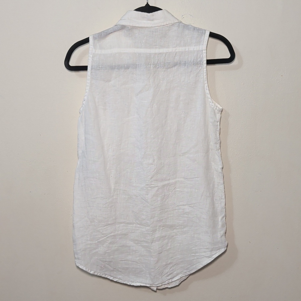 Allen Allen Linen Sleeveless Button-Down Shirt White Minimalist Women's Size XS - Picture 5 of 5